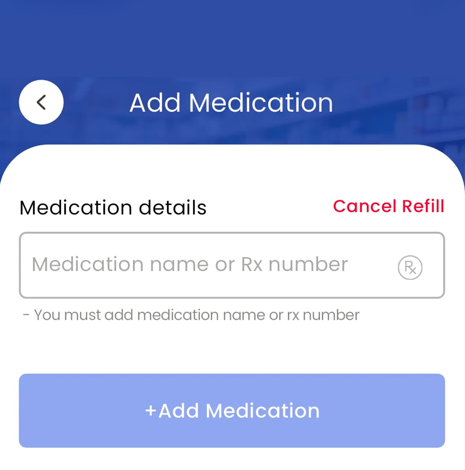 Mobile app screenshot showing history